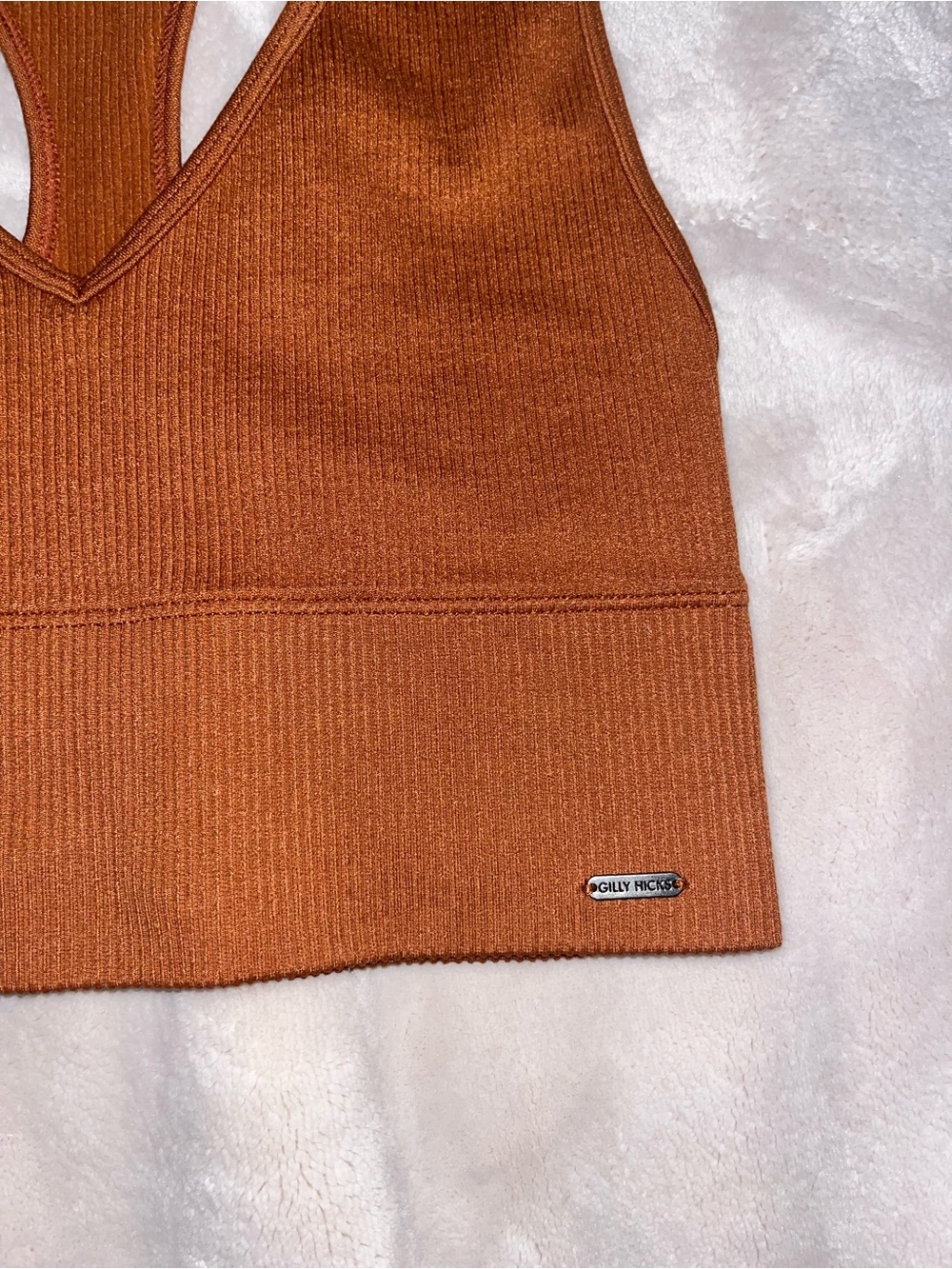 Gilly Hicks Rust Ribbed Racerback Crop Top - Picture 3 of 5